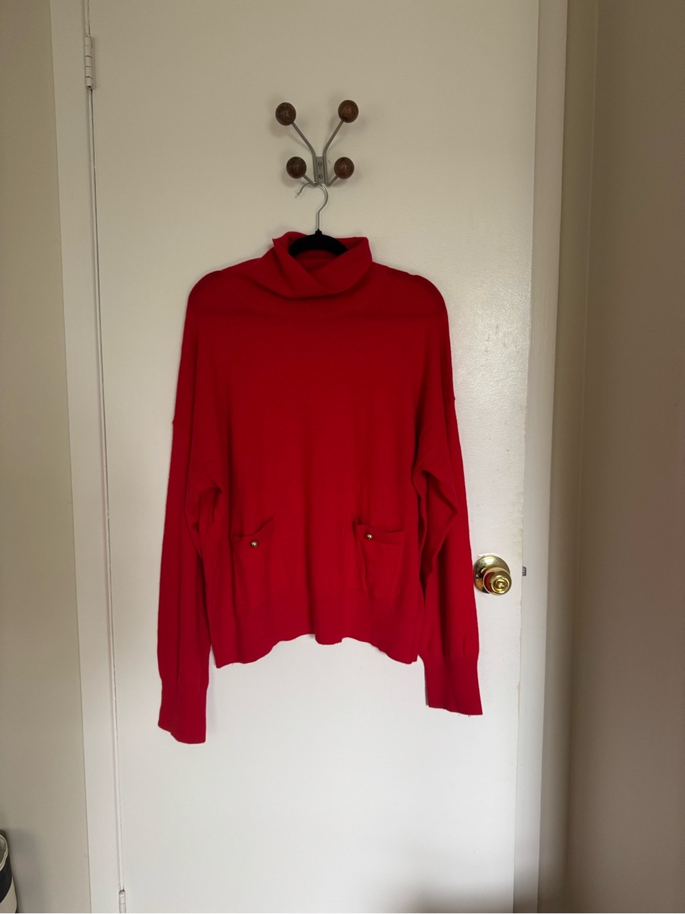 kate spade Bright Red Turtleneck Sweater with Front Pockets